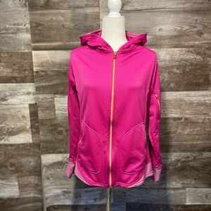 Nike SphereDry hot pink hooded jacket with gold detail - L